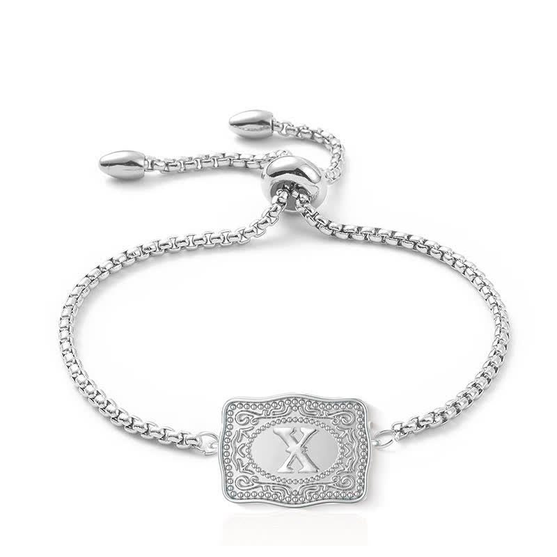 Bracciale con lettera iniziale in rilievo in argento - X - image 23