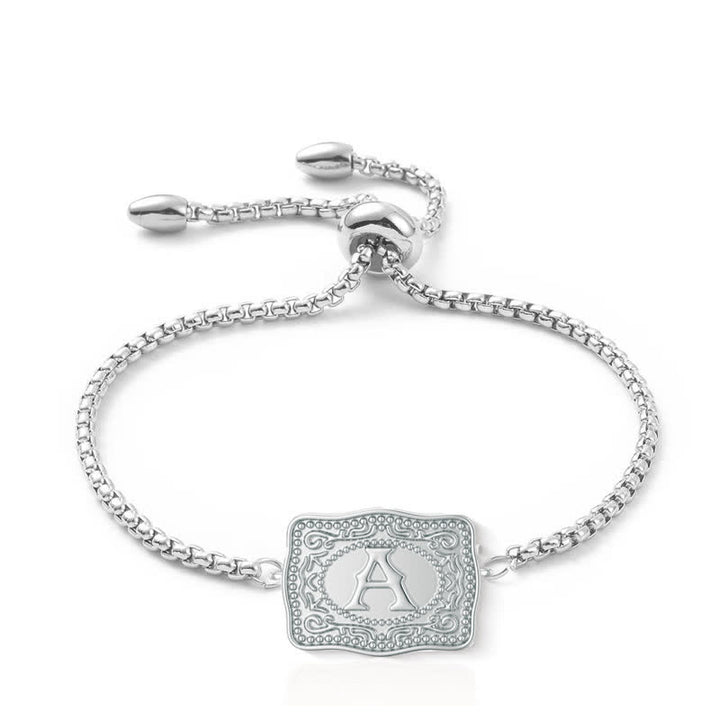 Bracciale con lettera iniziale in rilievo in argento - A - image 0