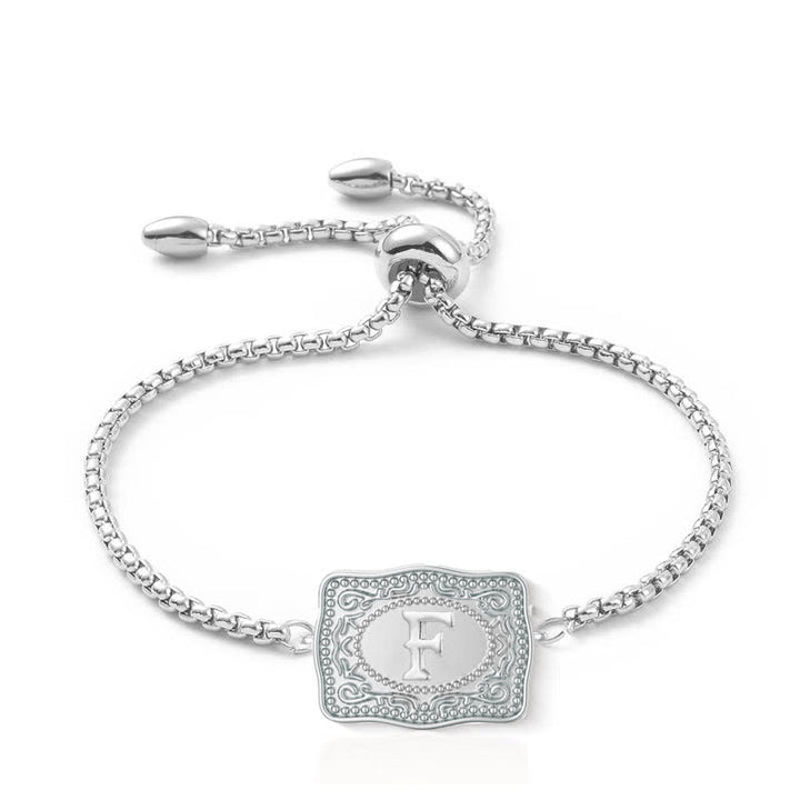 Bracciale con lettera iniziale in rilievo in argento - F - image 5