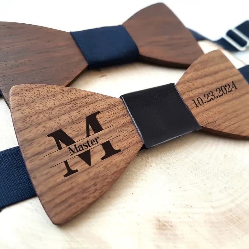 Papillon in legno per matrimonio da uomo con nome personalizzato e incisione - image 4