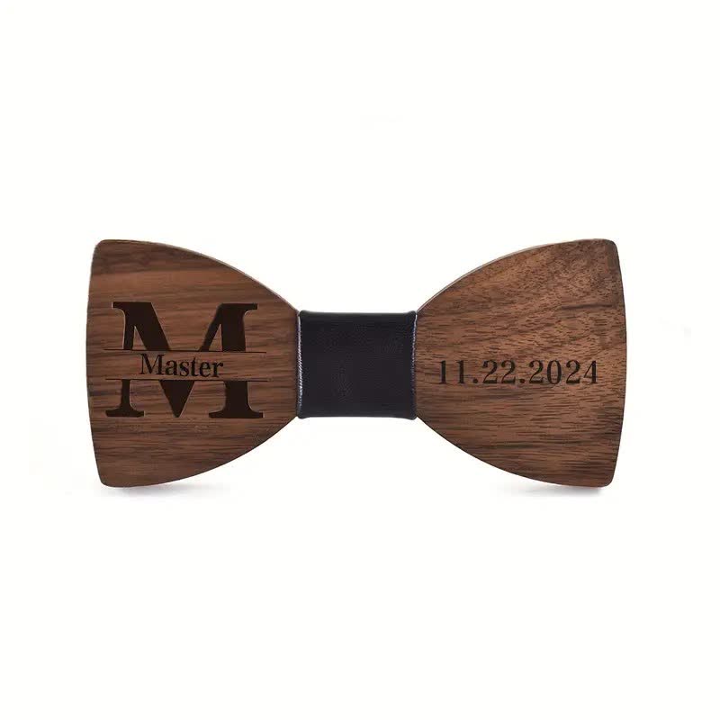 Papillon in legno per matrimonio da uomo con nome personalizzato e incisione - image 0