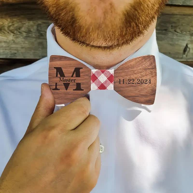 Papillon in legno per matrimonio da uomo con nome personalizzato e incisione - image 3