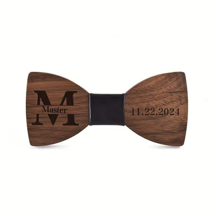 Papillon in legno per matrimonio da uomo con nome personalizzato e incisione - image 1