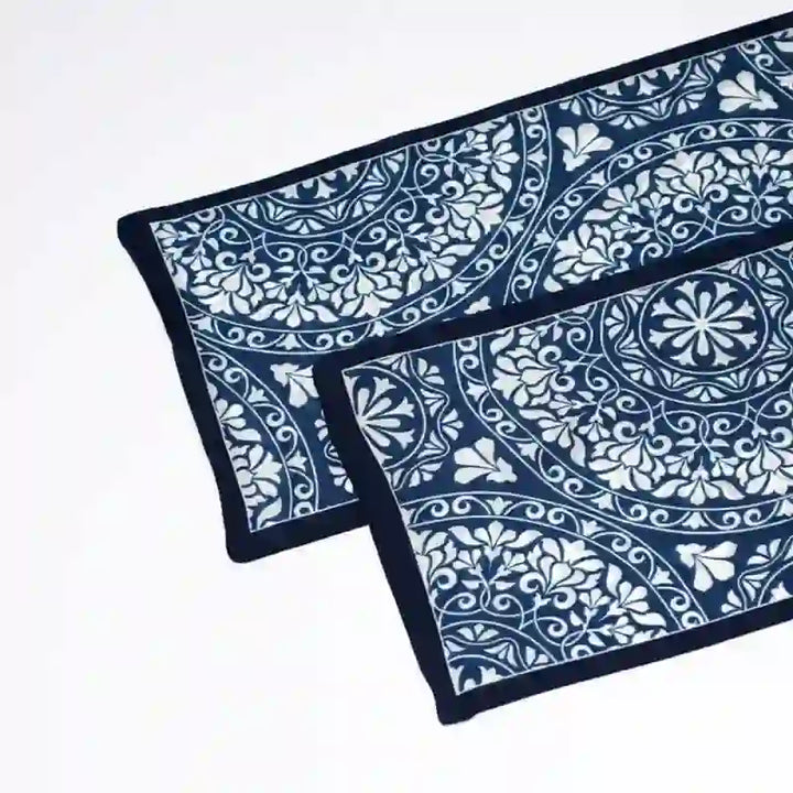 Sciarpa lunga e sottile da uomo, con motivo floreale blu e bianco, a doppia faccia