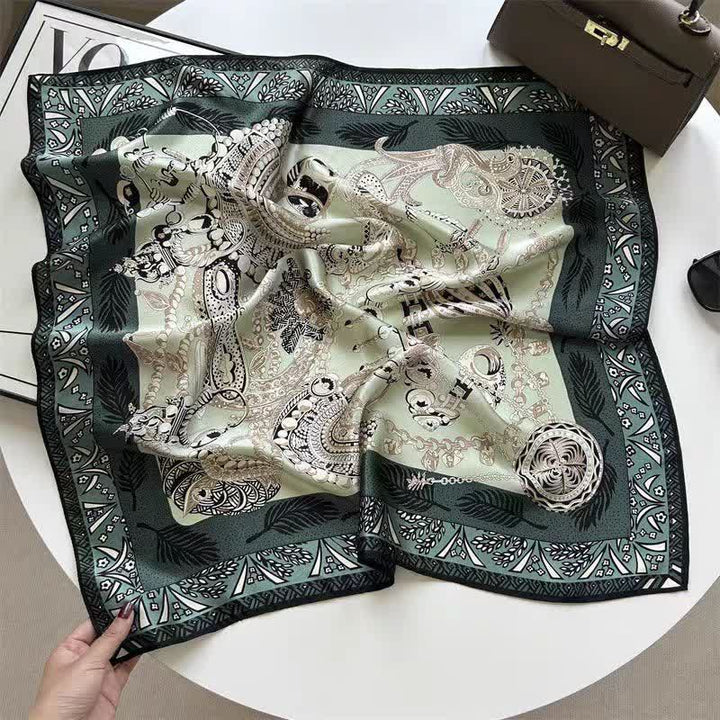 Sciarpa lunga e sottile in seta stile vintage da uomo, motivo: Greenery