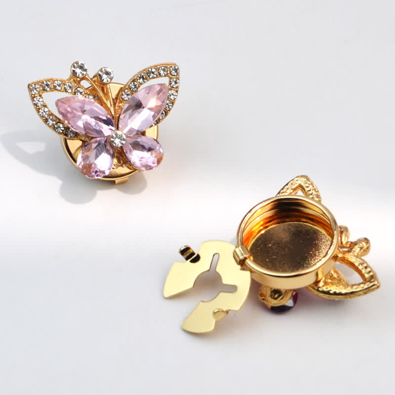 1 paio di copri bottoni a pressione per camicia con farfalla in cristallo di strass - Rosa chiaro - image 6