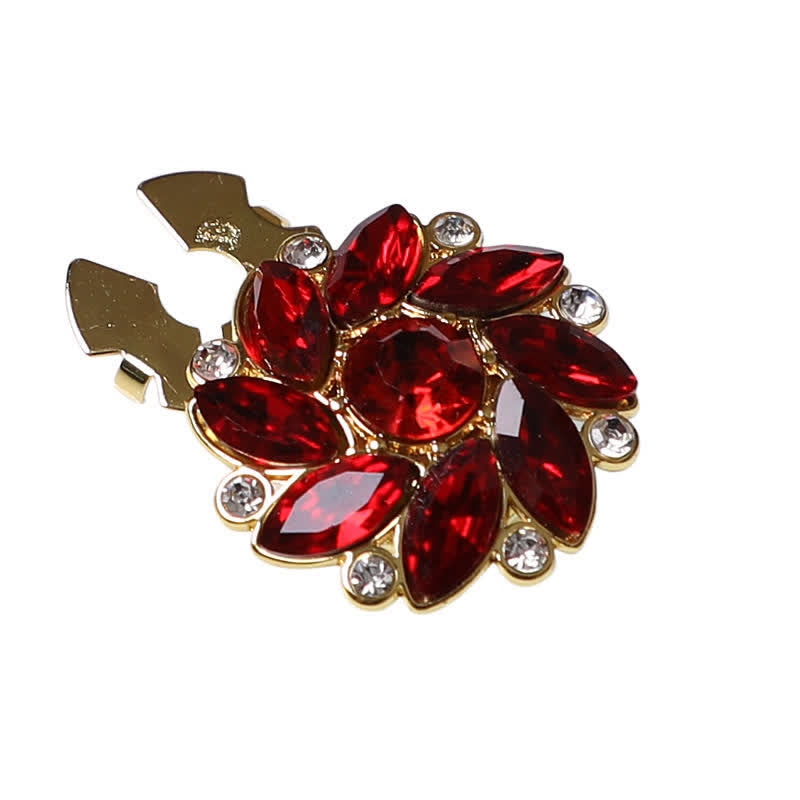 1 paio di copri bottoni a pressione per camicia con strass e fiori di cristallo - Rosso - image 8