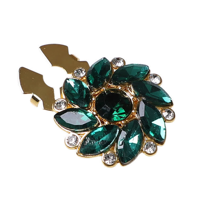1 paio di copri bottoni a pressione per camicia con strass e fiori di cristallo