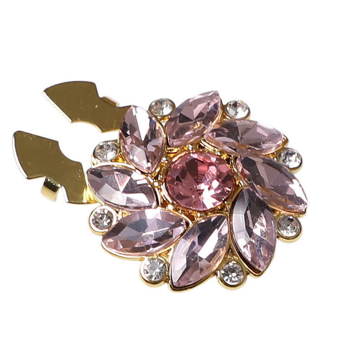 1 paio di copri bottoni a pressione per camicia con strass e fiori di cristallo