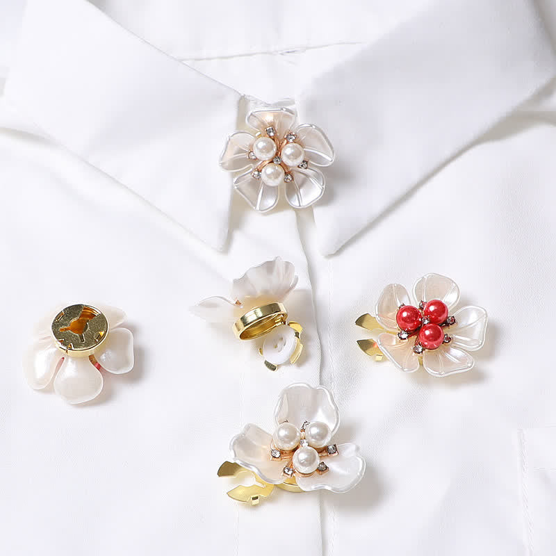 1 paio di copribottoni per camicia a scatto con boccioli di perle di gardenia - image 2