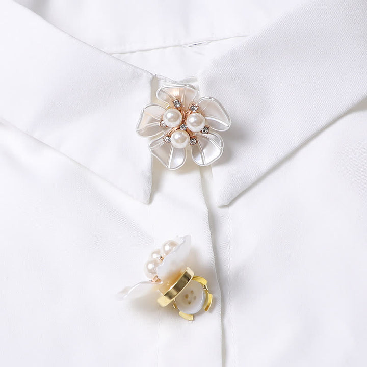 1 paio di copribottoni per camicia a scatto con boccioli di perle di gardenia - Stile n. 1 - image 0