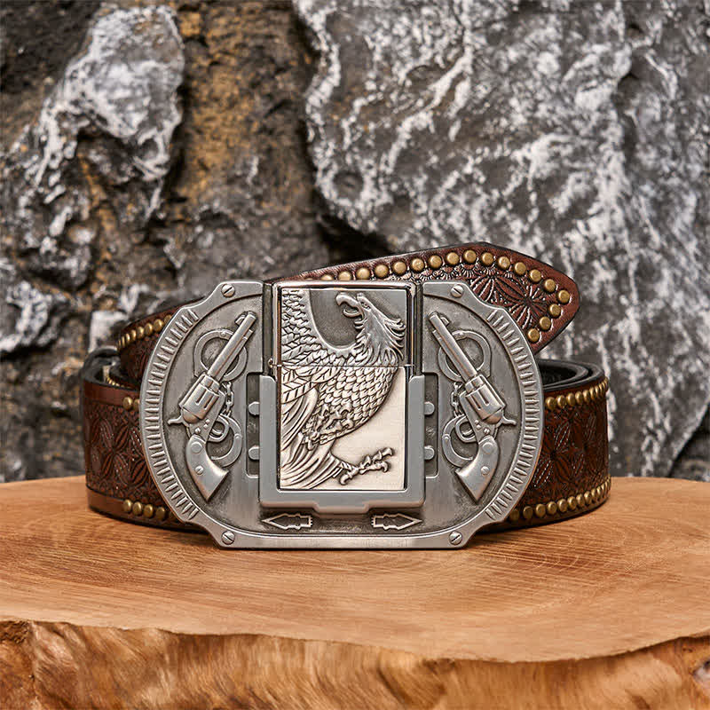 Cintura in pelle fai da te Silver Eagle Guns da uomo con accendino nascosto