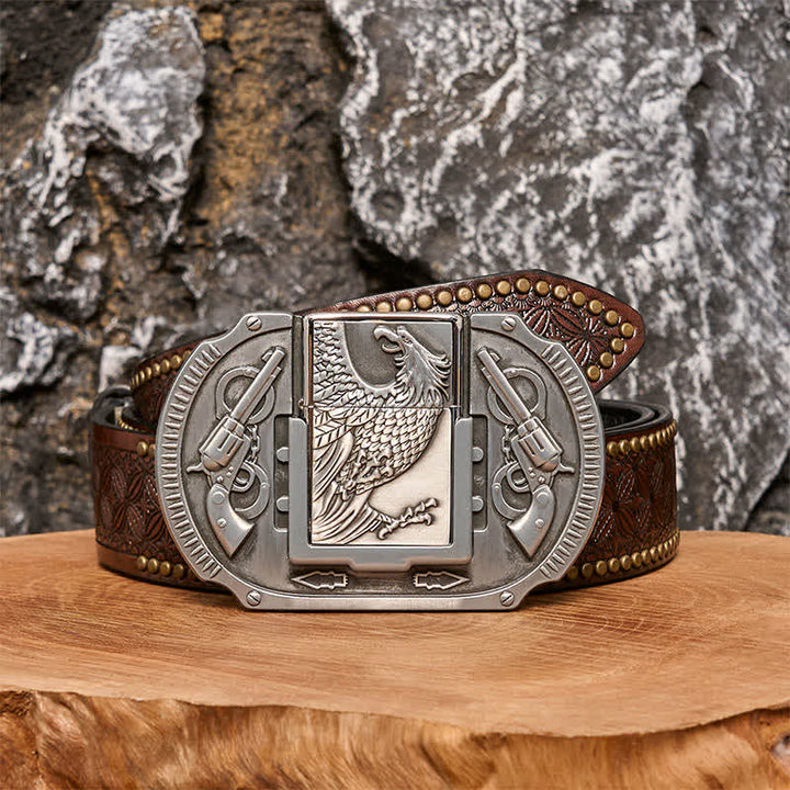 Cintura in pelle fai da te Silver Eagle Guns da uomo con accendino nascosto