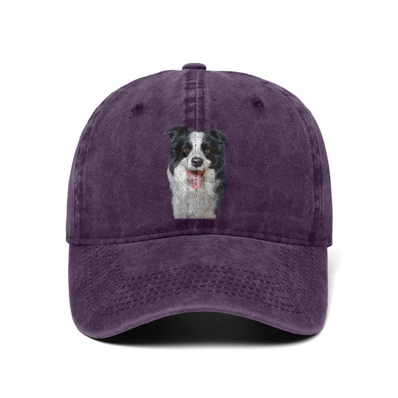 Cappellino da baseball regolabile per amanti dei cani Border Collie nero
