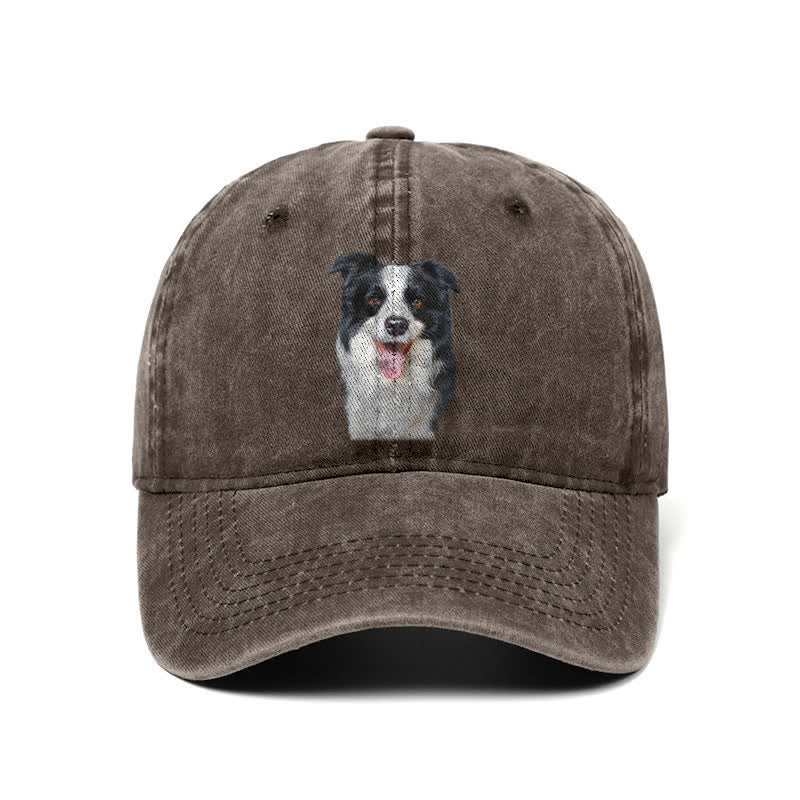 Cappellino da baseball regolabile per amanti dei cani Border Collie nero