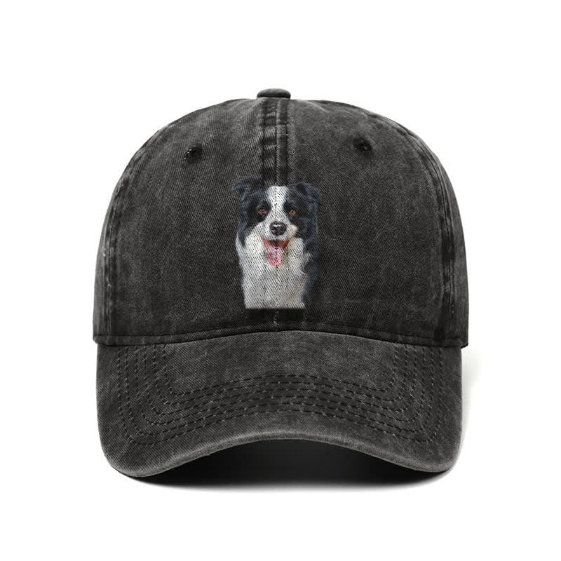 Cappellino da baseball regolabile per amanti dei cani Border Collie nero