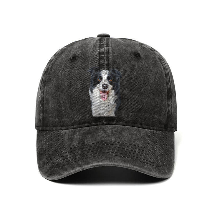 Cappellino da baseball regolabile per amanti dei cani Border Collie nero