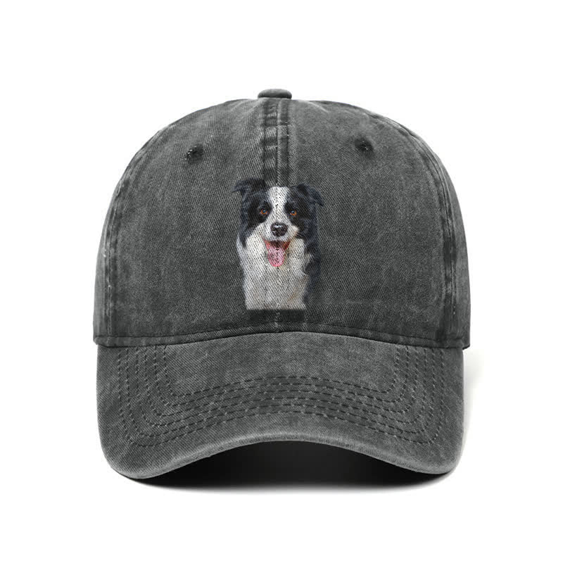 Cappellino da baseball regolabile per amanti dei cani Border Collie nero