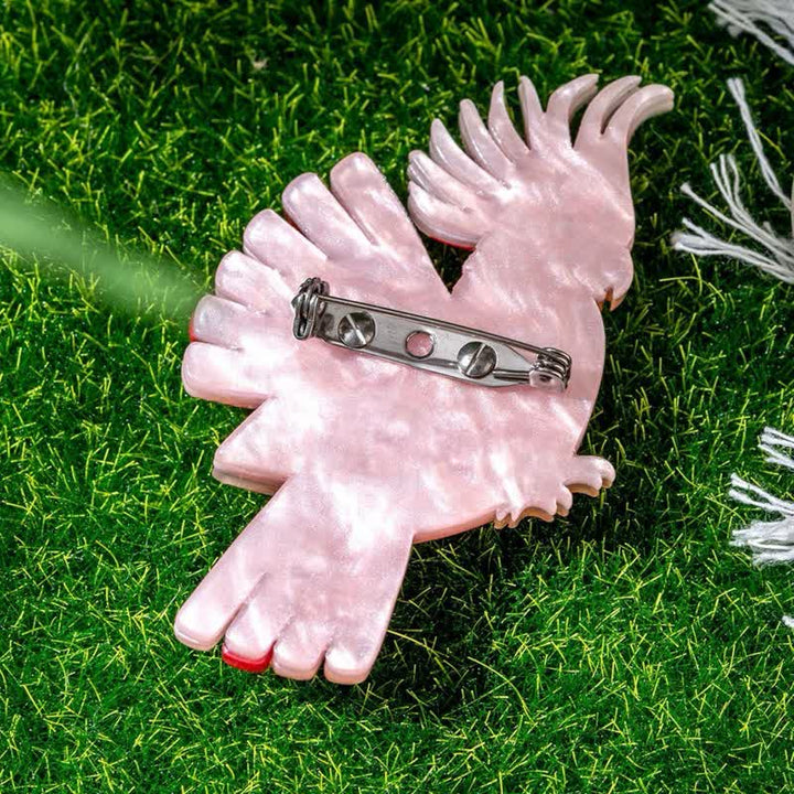 Spilla fatta a mano in acrilico a forma di pappagallo rosa - image 4