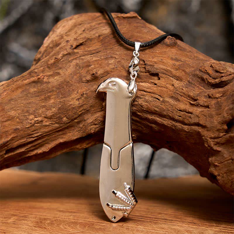 Collana con ciondolo multifunzione Liberal Hawk e coltello nascosto