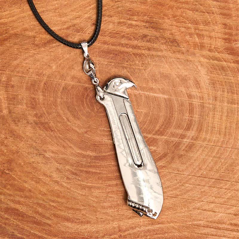 Collana con ciondolo multifunzione Liberal Hawk e coltello nascosto