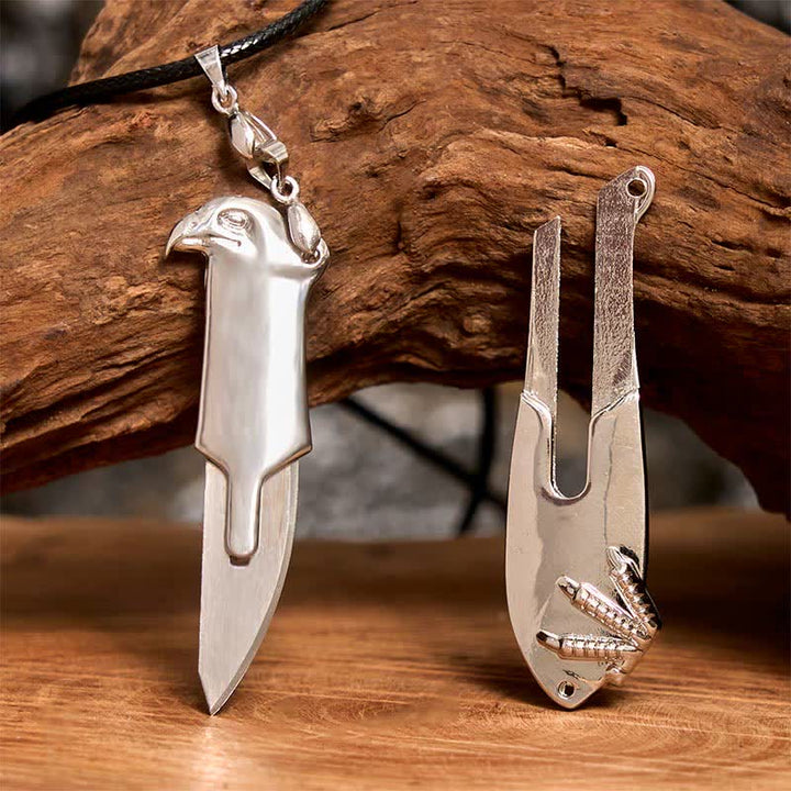 Collana con ciondolo multifunzione Liberal Hawk e coltello nascosto