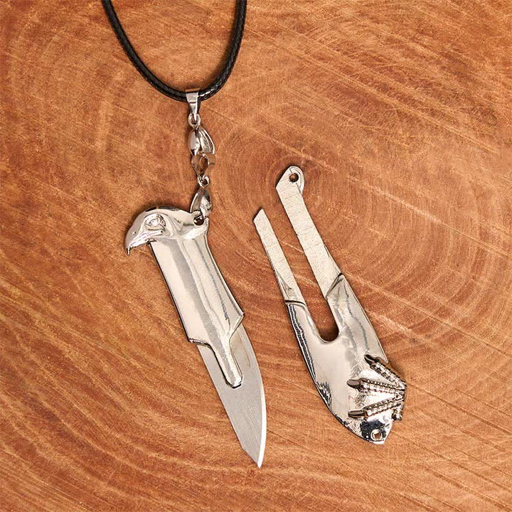 Collana con ciondolo multifunzione Liberal Hawk e coltello nascosto