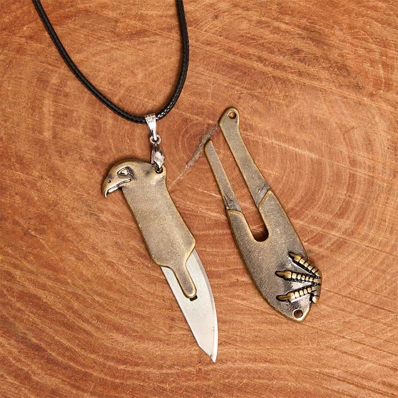 Collana con ciondolo multifunzione Liberal Hawk e coltello nascosto