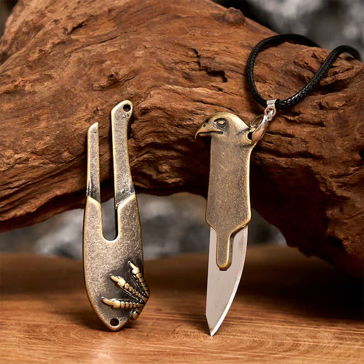 Collana con ciondolo multifunzione Liberal Hawk e coltello nascosto - Bronzo - image 0
