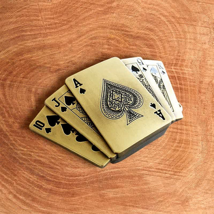 Cintura in pelle Royal Flush bronzo fai da te da uomo con accendino nascosto