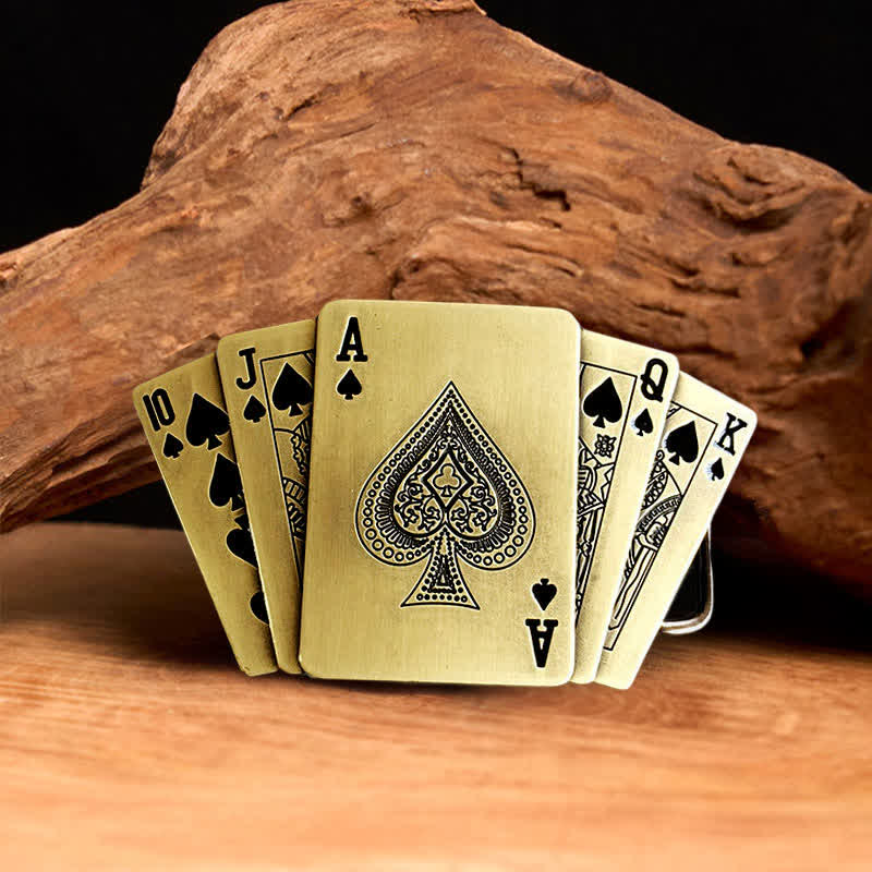 Cintura in pelle Royal Flush bronzo fai da te da uomo con accendino nascosto - Poker - Senza cintura - Cintura non inclusa - image 0