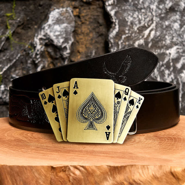 Cintura in pelle Royal Flush bronzo fai da te da uomo con accendino nascosto