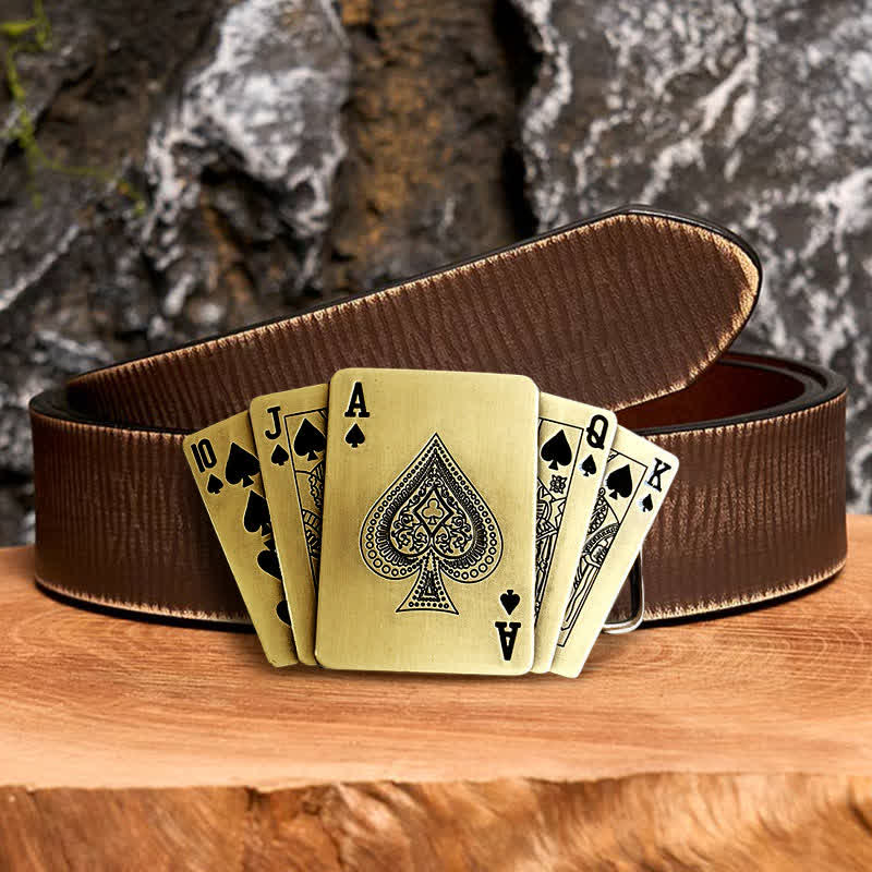 Cintura in pelle Royal Flush bronzo fai da te da uomo con accendino nascosto