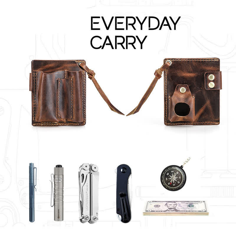 Portafoglio EDC con nome personalizzato, tascabile, organizer, cintura in pelle - image 3