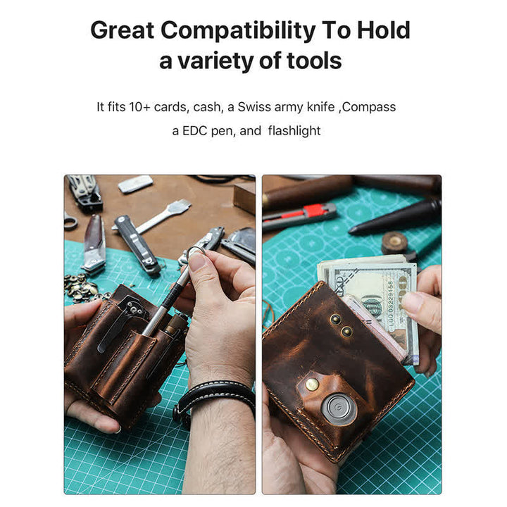 Portafoglio EDC con nome personalizzato, tascabile, organizer, cintura in pelle - image 4