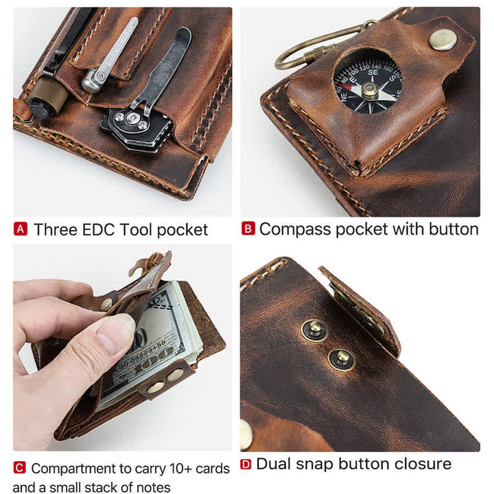 Portafoglio EDC con nome personalizzato, tascabile, organizer, cintura in pelle - image 6