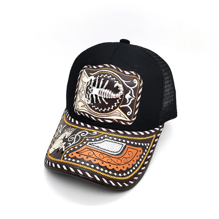 Cappello da camion messicano con motivo in metallo 3D nero, stile etnico occidentale (pre-vendita) - Scorpion - Regolabile (circa 22"-23 5/8") - image 16