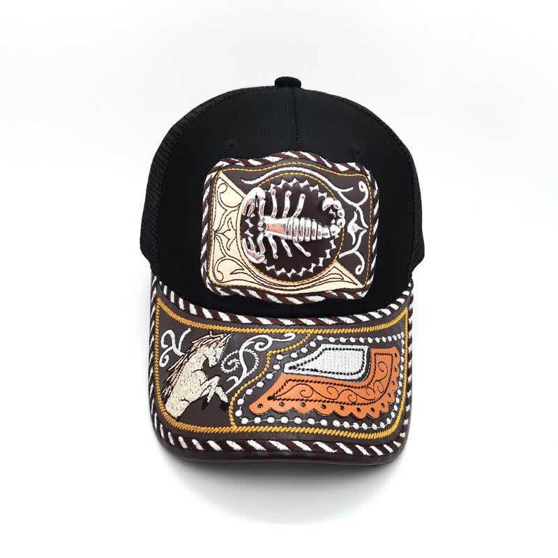 Cappello da camion messicano con motivo in metallo 3D nero, stile etnico occidentale (pre-vendita) - image 17