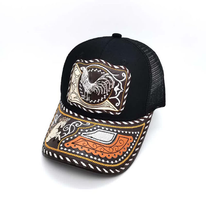 Cappello da camion messicano con motivo in metallo 3D nero, stile etnico occidentale (pre-vendita) - Gallo - Regolabile (circa 22"-23 5/8") - image 10