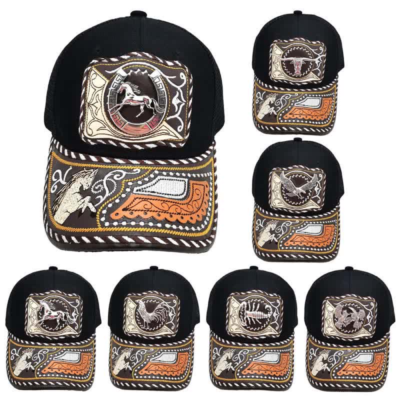 Cappello da camion messicano con motivo in metallo 3D nero, stile etnico occidentale (pre-vendita) - image 2