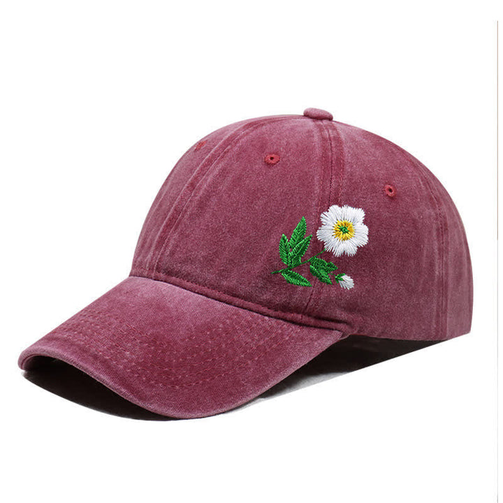 Cappellino da baseball regolabile con motivo floreale a margherita ricamato estivo - Stile n. 1 - Borgogna - Regolabile (circa 21 5/8"-22 7/8") - image 5