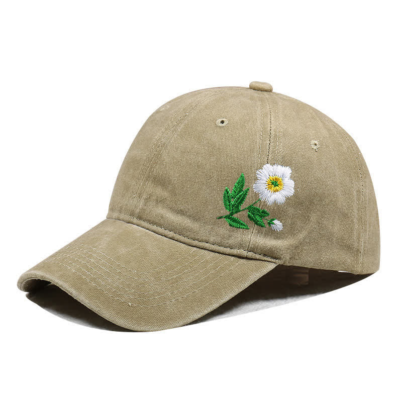 Cappellino da baseball regolabile con motivo floreale a margherita ricamato estivo - Stile n. 1 - Cachi - Regolabile (circa 21 5/8"-22 7/8") - image 10