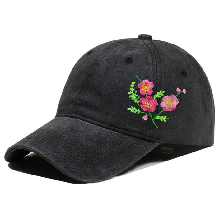 Cappellino da baseball regolabile con motivo floreale a margherita ricamato estivo - Stile n. 2 - Nero - Regolabile (circa 21 5/8"-22 7/8") - image 11