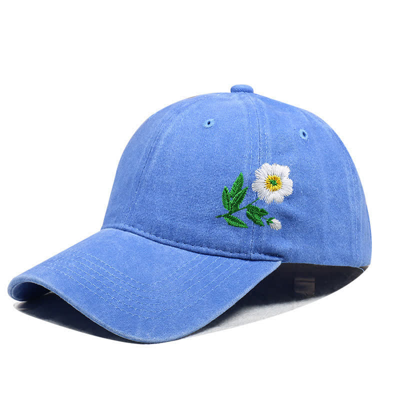 Cappellino da baseball regolabile con motivo floreale a margherita ricamato estivo - Stile n. 1 - Azzurro cielo - Regolabile (circa 21 5/8"-22 7/8") - image 8