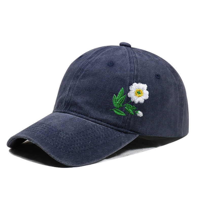 Cappellino da baseball regolabile con motivo floreale a margherita ricamato estivo - Stile n. 1 - Marina - Regolabile (circa 21 5/8"-22 7/8") - image 4