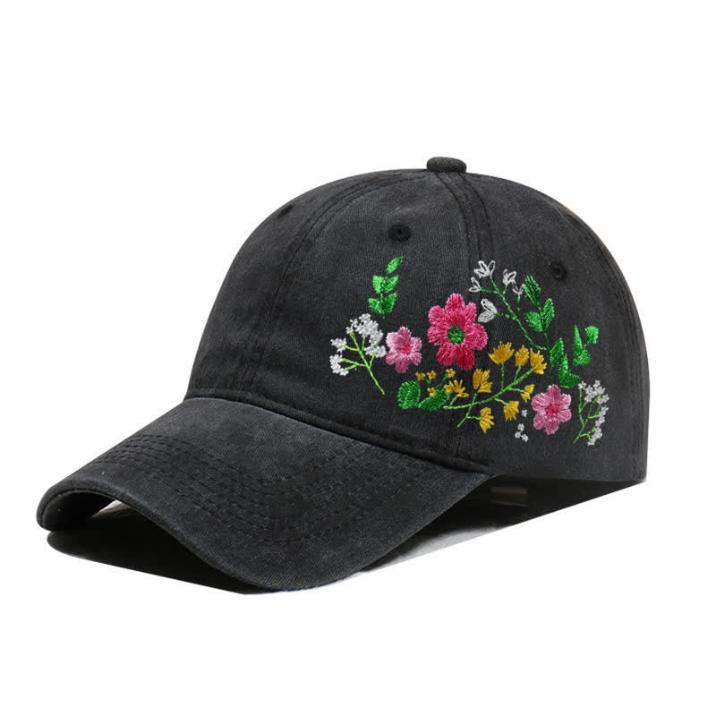 Cappellino da baseball regolabile con motivo floreale a margherita ricamato estivo - Stile n. 3 - Nero - Regolabile (circa 21 5/8"-22 7/8") - image 15