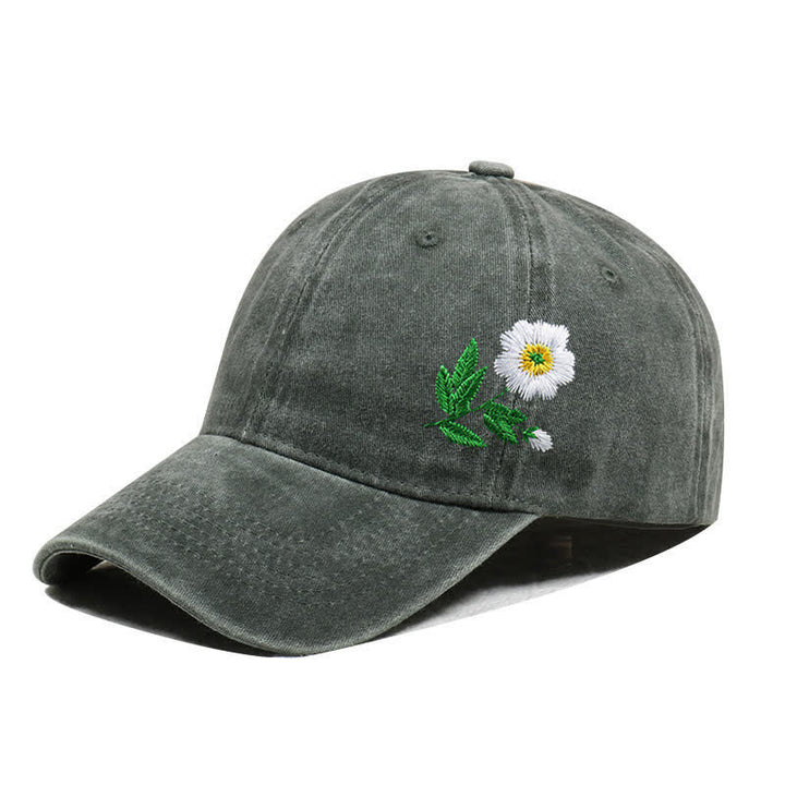 Cappellino da baseball regolabile con motivo floreale a margherita ricamato estivo - Stile n. 1 - Verde militare - Regolabile (circa 21 5/8"-22 7/8") - image 9