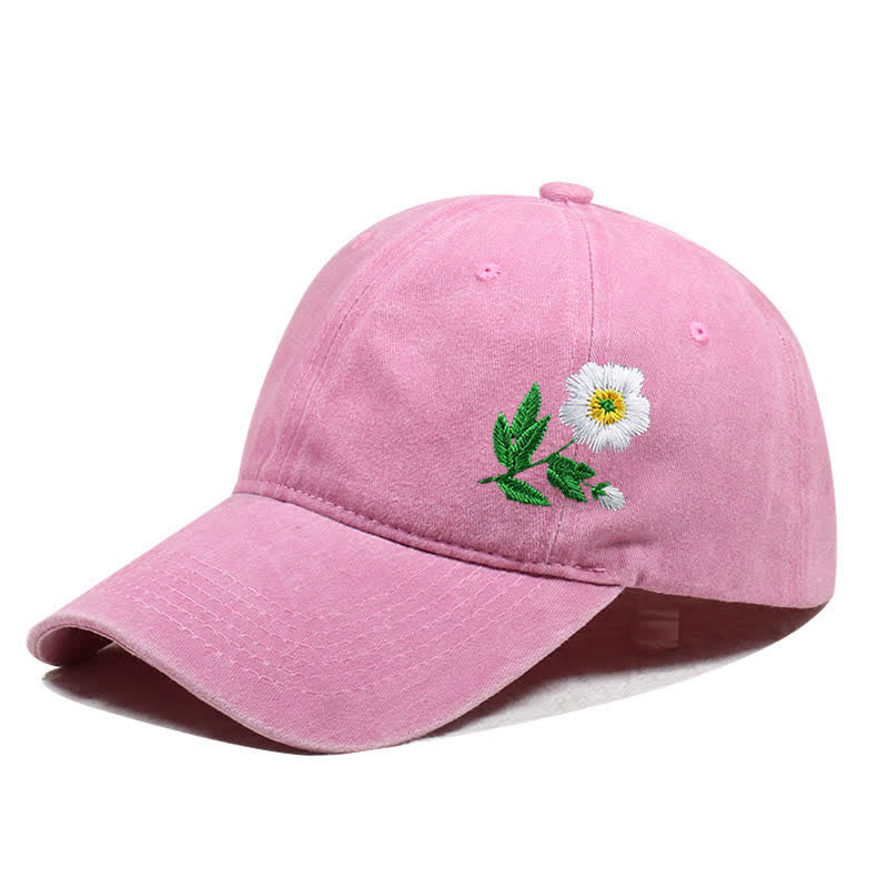 Cappellino da baseball regolabile con motivo floreale a margherita ricamato estivo - Stile n. 1 - Rosa - Regolabile (circa 21 5/8"-22 7/8") - image 7