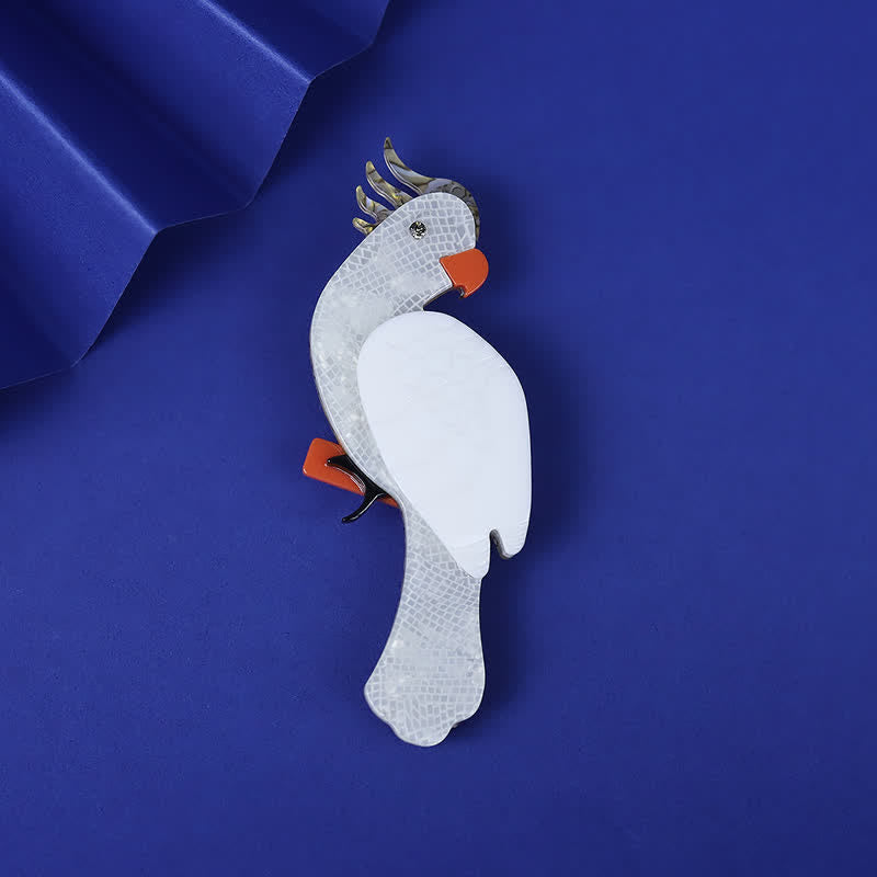 Spilla in acrilico fatta a mano a forma di pappagallo bianco dei cartoni animati - Bianco - image 1