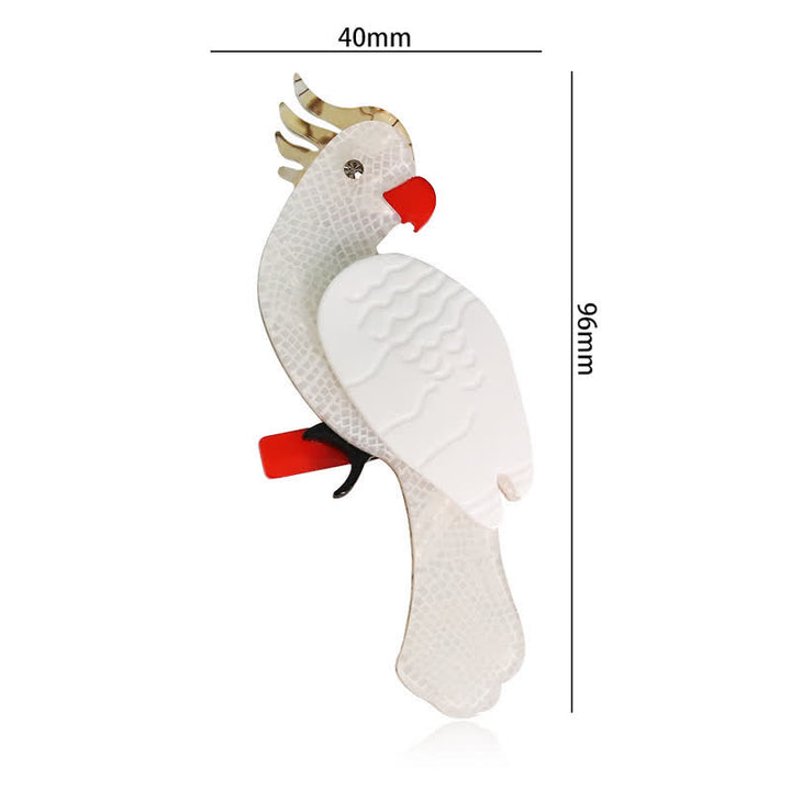 Spilla in acrilico fatta a mano a forma di pappagallo bianco dei cartoni animati - image 5